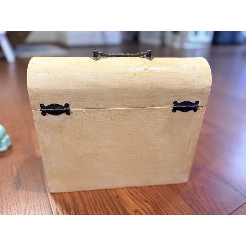 Handpainted CottageCore Storage Box Lavender Floral Metal hardware
